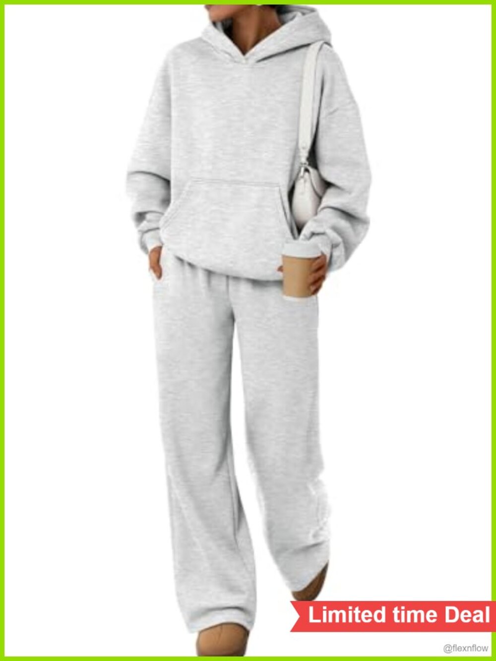 Women's Cotton Fleece Hoodie & Wide Leg Pants 2 Piece Lounge Set